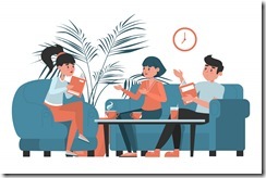 Book club concept vector isolated. Group of people